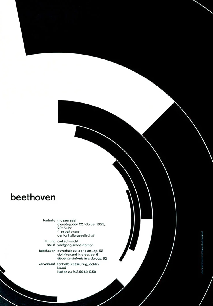 Josef Müller-Brockmann,Beethoven 音乐会海报,1955