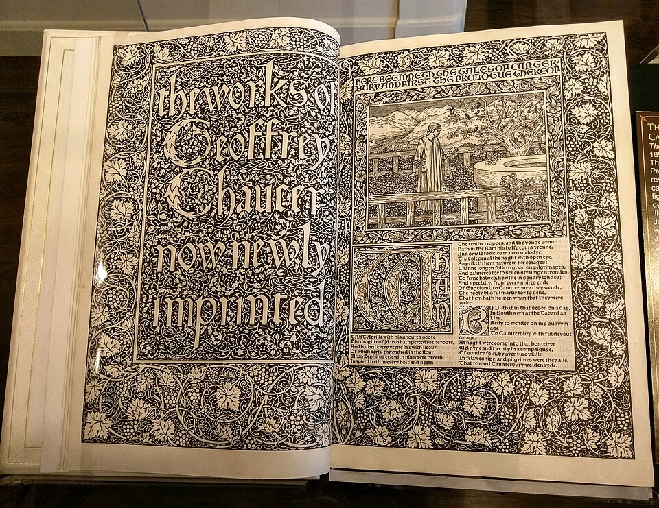 《The Works of Geoffrey Chaucer》,Kelmscott Press,1896,William Morris 设计的书页